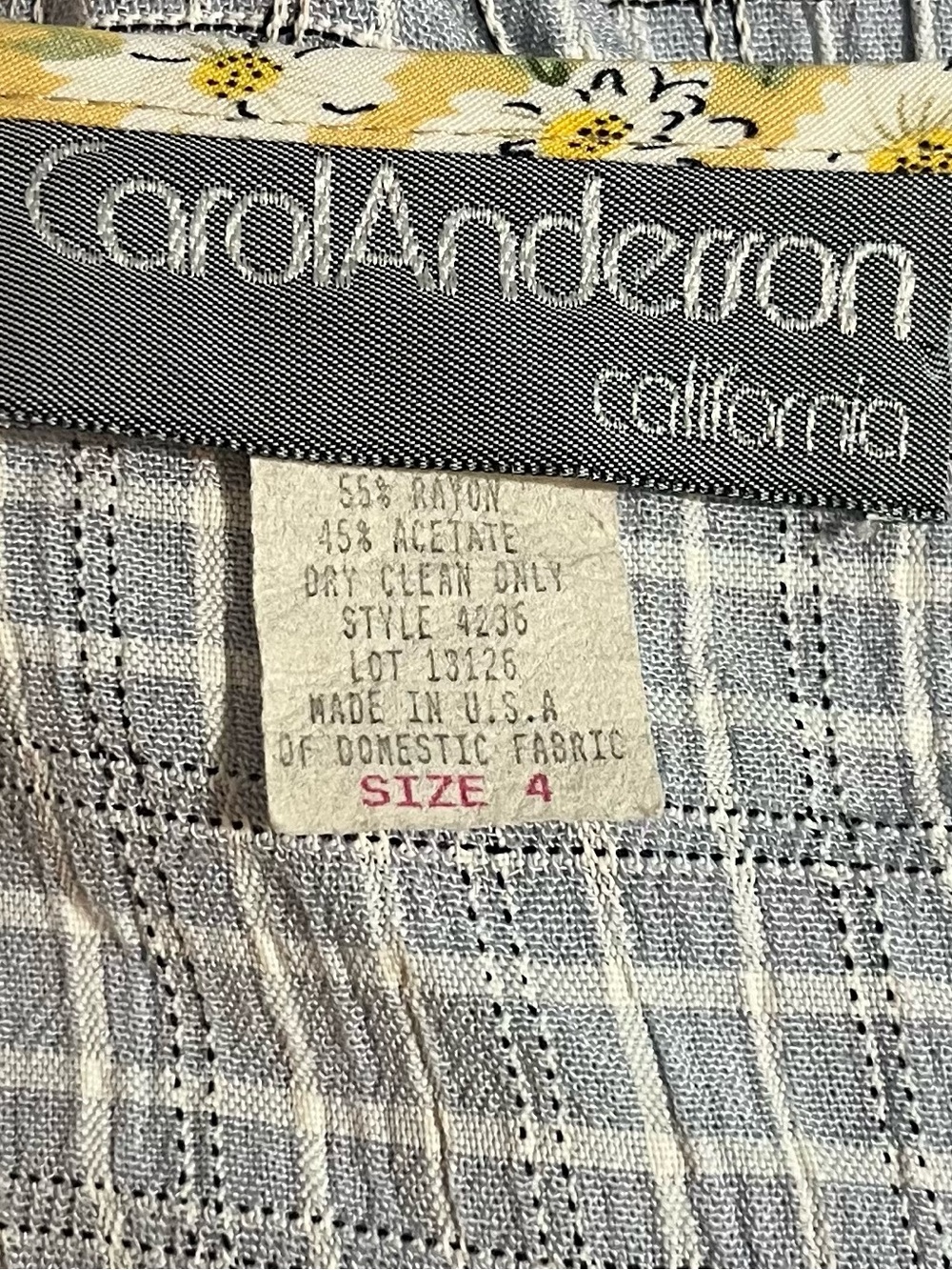 Vintage Carol Anderson Rayon Acetate Blue Plaid Midi Dress Small - Picture 5 of 8